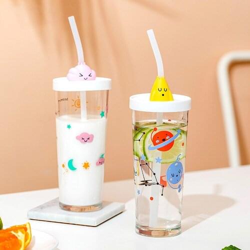 Suction cup scale warm sense of color changing mugs cartoon toughened glass cup drinks a cup of fruit juice cup water bottles
