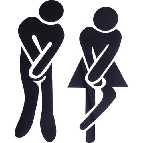Simple Style Funny Cute Public Toilet Woman Men Logo Black Wall Sticker Creative Poster for Washroom Door Decal TB Sale