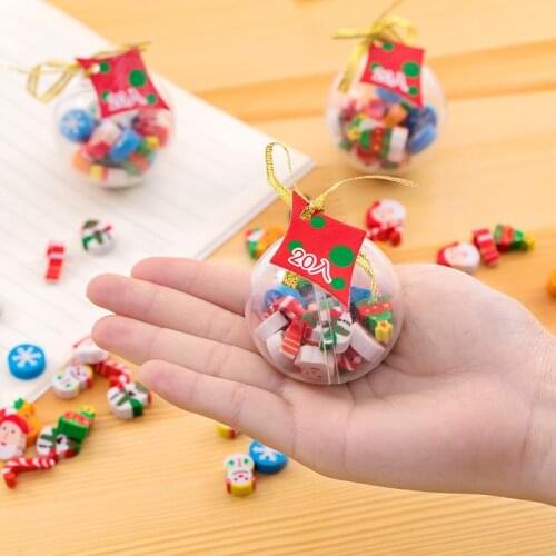 20Pcs/Set Kawaii Christmas Eraser Mini Christmas Ball Erasers New Year Christmas Gifts to Children Students School Stationery