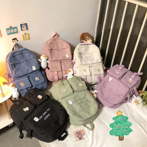 Women Backpack Kawaii Fashion Cute Lady Nylon Backpacks Large Capacity Light Travel Bags