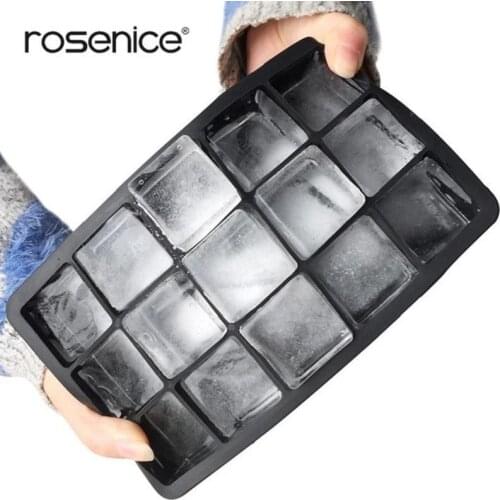 Silicone Ice Cube Trays Molds Easy-Release Square Shape Candy Cake Pudding Chocolate Molds 15 Pieces Of Silica Gel Ice (Black)