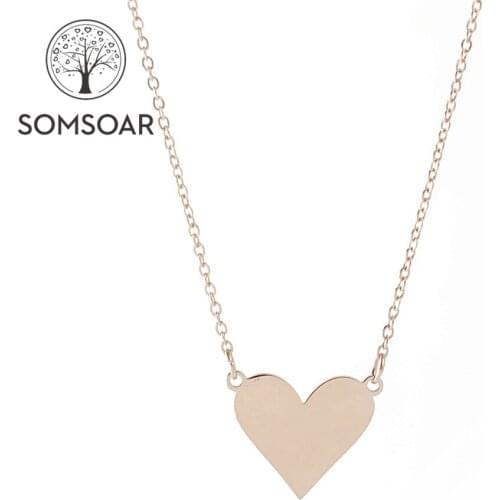 Somsoar Jewelry 1.5cm Plain Heart Disc Pendant Necklace Personalization Customization 45cm Chain Necklace for PRESELL 50pcs/lot