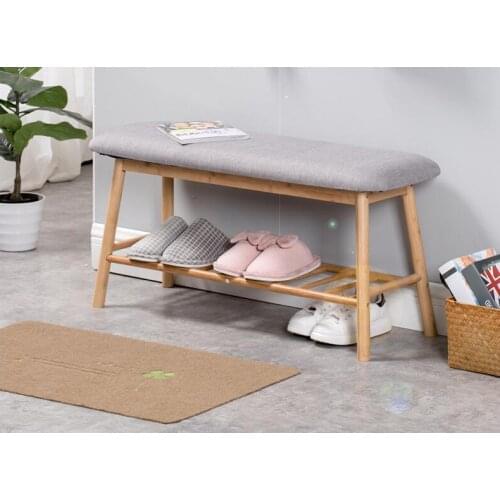 Natural Bamboo Shoe Rack Entryway Shoe Storage Household Shelf Shoe Bench with Cushion For Bedroom Living Room Storage Organizer