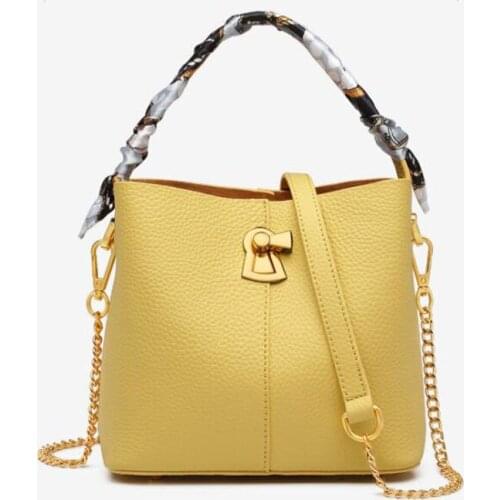 Real Cowhide Bucket Bag 2021 New Trend Fashion Handbag luxury handbag high quality shoulder messenger bag trendy and versatile