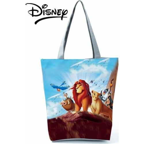 Disney The Lion King Handbags Cartoon Animal Women Shoulder Bag Reusable Eco Shopping Bag High Capacity Female Travel Beach Bag