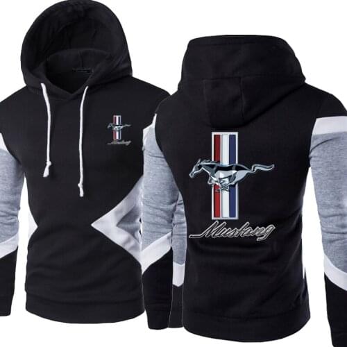 Spring Autumn New Fashion Mustang Hoodies Patchwork Men Pullover Sweatshirts Casual Cotton Hoody 5 Colors