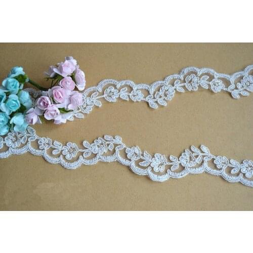 1.5" Wide Narrow Lace Trim With Cord, Wedding Dress Straps, Beautiful Floral Alencon Lace Trim
