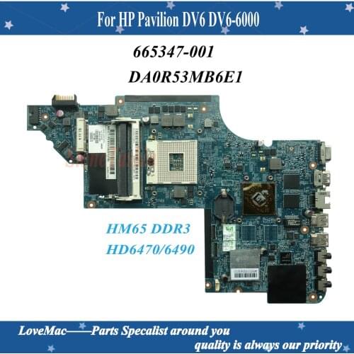 High quality 641487-001 665347-001 For HP Pavilion DV6 DV6-6000 Laptop Motherboard DDR3 HM65 HD6470/6490 1GB tested