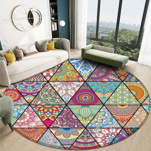 Hight Quality Non-slip Bohemian Mandala Style Floral Pattern Rug Floor Mat Balcony Bathroom Room Living Carpet Bedroom Kitchen