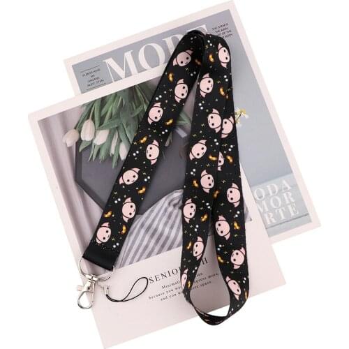 ZF3422 1pcs Pig Cartoon Lanyards Id Badge Holder Keychain ID Card Pass Gym Mobile Badge Holder Lanyard Key Holder Child Kid Gift