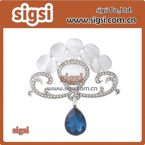 Womens Opal WaterDrop Rhinestone Crystal Brooch Pin Wedding Bridal Alloy hijab pin brooches jewelry