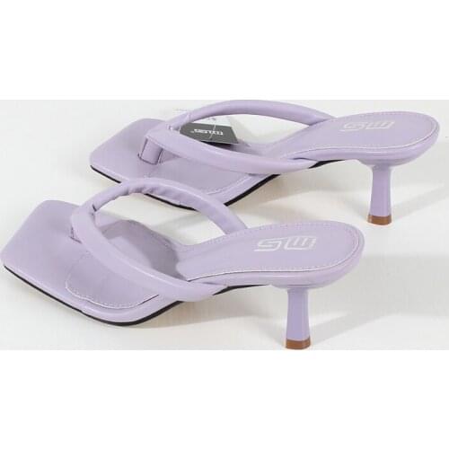 Womens Slippers 2021 Summer New PU Flip Flops With Stiletto Heels Casual White Fashion Sandals 7CM