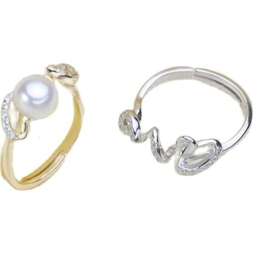 Classic Rings Resizable Design Rings Base 925 Silver Pearl Rings Settings Women DIY Pearl Rings Accessory No Pearl