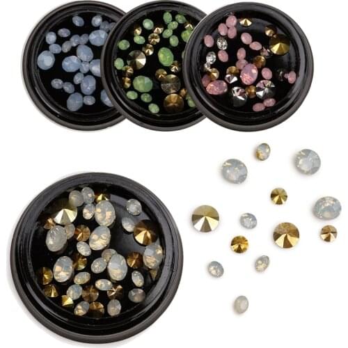 1 Box Jelly Crystal Rhinestones Nail Art Decorations Golden Base Sparkly Stones Mixed Shaped Gems Diamonds Manicure Accessories
