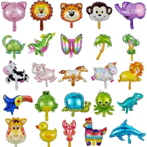10pcs Mini Animal Shaped Balloon Tiger Lion Mini Cartoon Dolphin Aluminum Foil Balloon Childrens Toy Birthday Party Decoration
