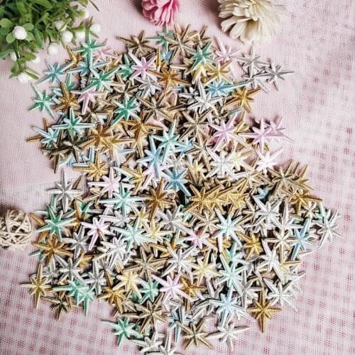 100pcs/lot Sticker Embroidery Patch Six-pointed Star Jacket Jean Backpack Phone Curtain Clothing Decoration Applique