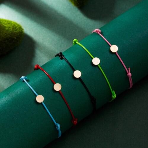 2PCS 10*7.5cm Make a wish Card Board Simple Round Geometric Pendant Bracelet For Womens Mens Fashion Jewelry Gift