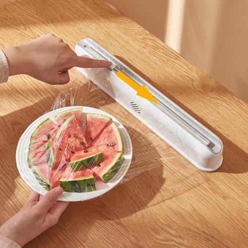 38cm Cling Film Cutter Food Wrap Foil Dispenser Kitchen Storage Box Plastic Sharp Cutter Holder Kitchen Tool Accessories Gadgets