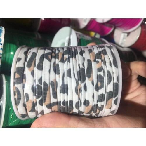 5mm 20meters / Spool gray/white Leopard Print Elastic lycra cord Stitched round lycra cord Lycra strip For DIY Jewelry Marking