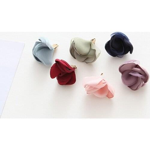 50pcs/lot mini Chiffon Flower Rose Bud Hair Flower Hair Accessories DIY Flower Accessory No Clips for Hair Band