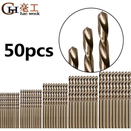 50pcs Twist drill bit straight handle high speed steel cobalt M35 grinding for stainless steel metal reamer drill bit
