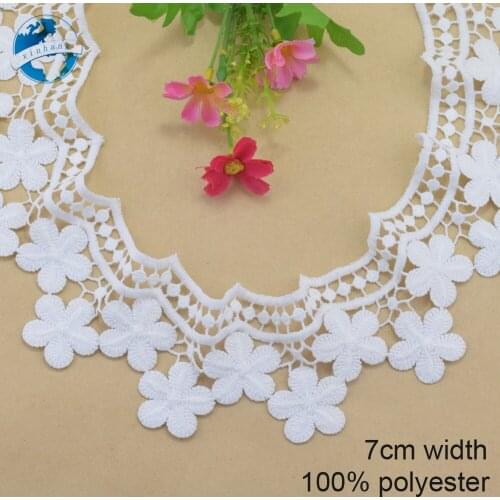 7cm white polyester embroidery lace french lace ribbon fabric guipure diy trims warp knitting sewing Accessories#4059