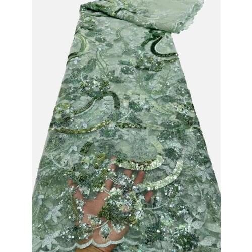 African Sequins Lace Fabric 2021 Elegant Bridal Wedding Green High Quality Nigerian Sequence Lace Fabric for Party