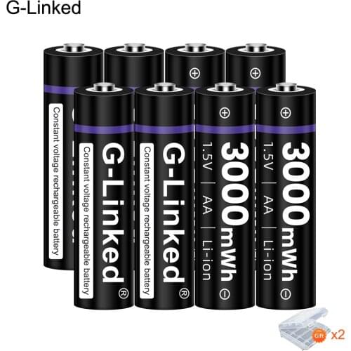 G-Linked 8PCS 1.5V AA Rechargeable Battery AA 2A Li-ion Battery 3000mWh Rechargeable Battery for Electric Toothbrush Thermometer