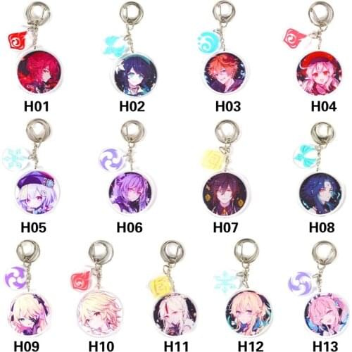 Anime Genshin Impact Cosplay Hutao Xiao Ganyu Keychain Albedo Zhongli Cute Cartoon Character Car Pendant Fans Collection Props