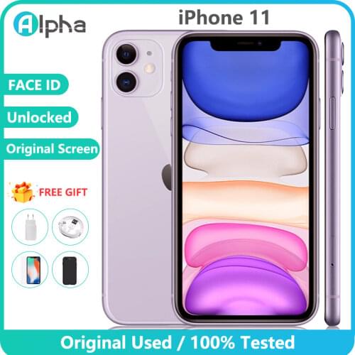 Apple iPhone 11 Used 98% Original Unlock iPhone11 6.1in Face 4+64/128GB 4G LTE Mobile Phones GPS&NFC 12+12MP 1/2 SIM Card A13
