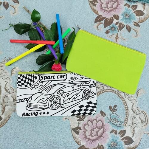 Free Shipping DIY Pencil Case Drawing Coloring Graffiti with 5 color pens for Kids Toys Educational
