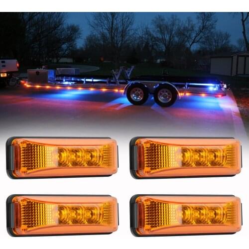 4X 3.9"3 LED Truck Trailer Side Marker Lights Front Rear LED Clearance Indicator Amber Light Rock Lamp Sealed Surface Mounted