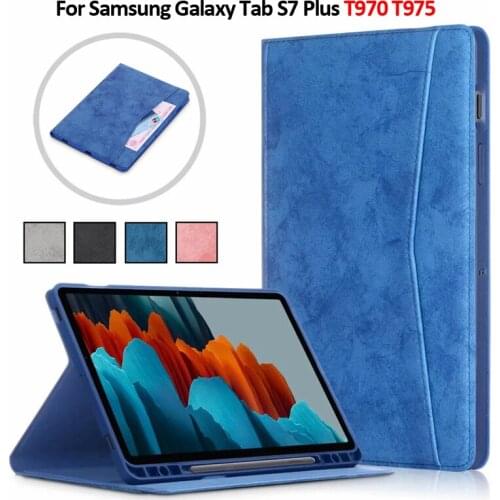 Case For Samsung Galaxy Tab S7 Plus Book Cover 12.4" T970 T975 Smart Tablet Cover With Pencil Holder For Galaxy Tab S7 Plus Case