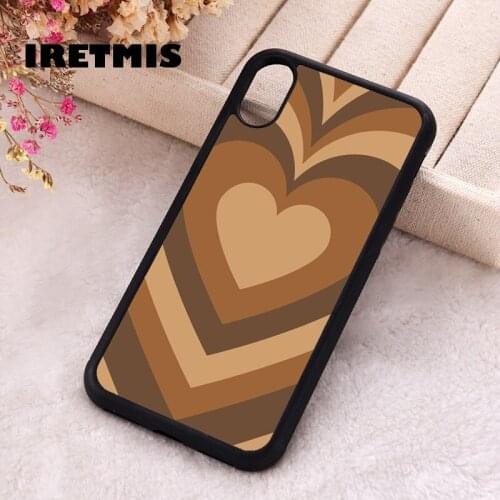Iretmis 5 5S SE 2020 Phone Cover Case for iPhone 6 6S 7 8 Plus X Xs XR 11 12 Mini Pro Max Rubber Silicone Latte Love