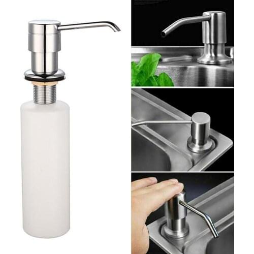 White Liquid Soap Dispenser Lotion Pres Cover Built in Kitchen Sink Mount Soap Lotion Press Dispenser Stainless Steel