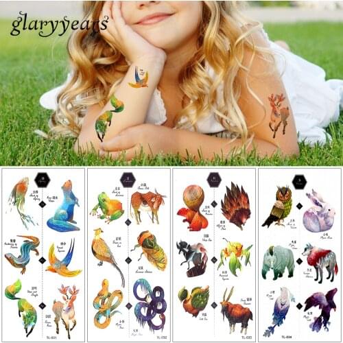 Glaryyears 4 Pieces/set Spring Summer Autumn Winter Temporary Body Art Tattoo Sticker WST-TL Four Seasons Virtual Animal Designs