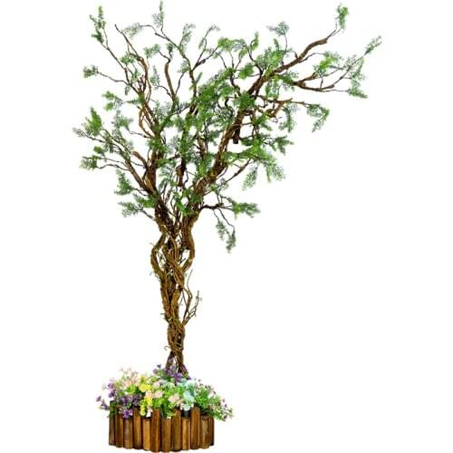 5 Branch/100cm Artificial Fake Pine Tree Twig Green Plants Liana Wall Hanging Rattan Flexible Flowers Arch Garden Wedding Decor