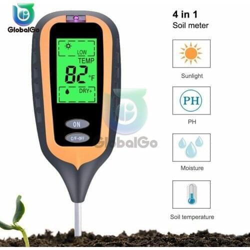 4 IN 1 Digital Soil Moisture Sunlight PH Meter Tester Garden Plants Flowers Acidity Moisture Measurement Soil Water Test Tools