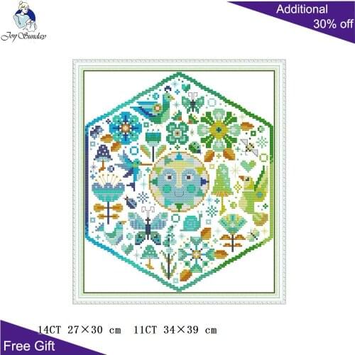 Joy Sunday Sunshine And Life J500 14CT 11CT Counted and Stamped Home Decor Flowers Animal Tree Embroidery DIY Cross Stitch kits