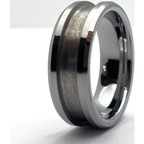 8mm 6mm Men Women Personalize DIY Tungsten Rings Blank for Inlay Beveled Edges Recessed Center Grooved