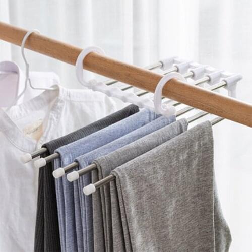 Multifunctional Trousers Hanger Laundry Closet Clothes Organizer Space Saving Rack Stainless Steel Pants Clothes Trouser Hanger
