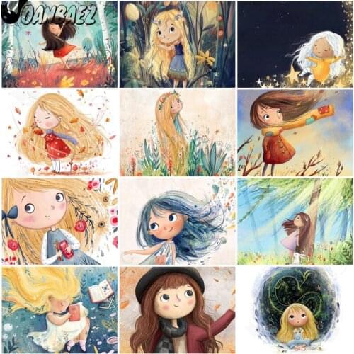 Cartoon Girl Diamond Painting Cute Cross Stitch Embroidery Mosaic Kit Hand-Inlaid Wall Decoration Craft Gift