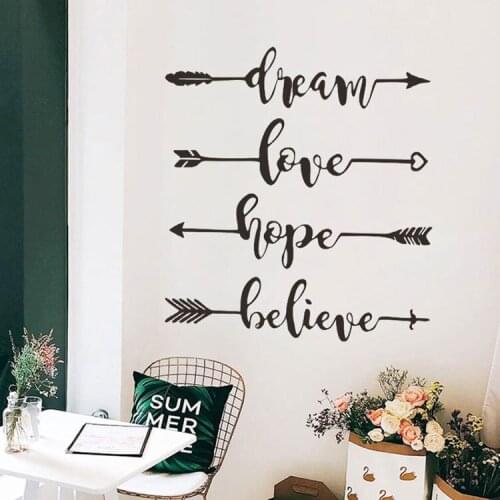 Dream Love Hope Believe Wall Sticker Inspirational Office Wallpaper Living Room Bedroom Decoration Home Decor Art Murals