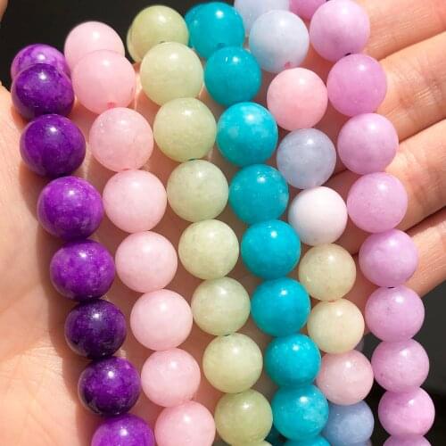 Natural Stone Colorful Morganite Jades Loose Round Spacer Beads 6 8 10mm For Jewelry DIY Making Bracelet Accessories 15inches