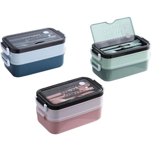New Lunch Box Bento Box For Student Office Worker Double Layer Microwave Heating Lunch Container Food Storage Container