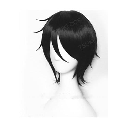 Kuroshitsuji Black Butler Sebastian Michaelis Short Black Heat Resistant Anime Cosplay Costume Wig + Track + Wig Cap