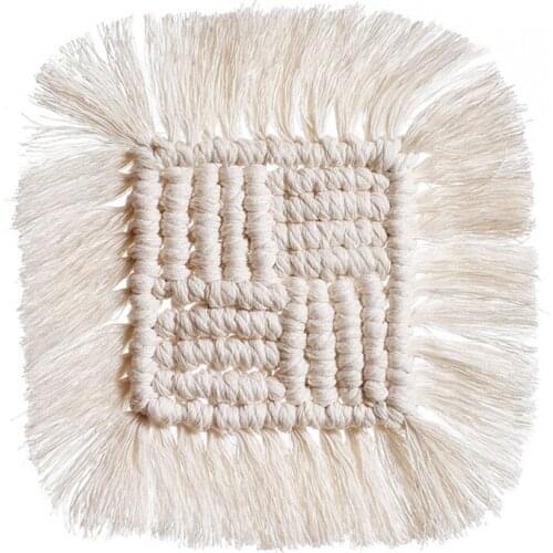 Simple Northern Europe Macrame Cup Pad Bohemia Table Mat Handmade Cotton Braid Insulation Mats For Kitchen Decoration Home Decor