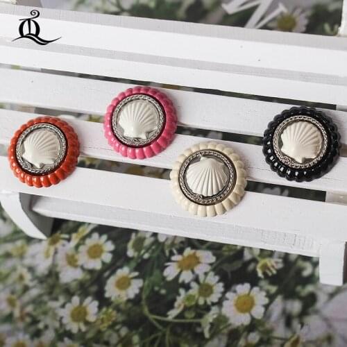 5pcs 19-23mm mix Shell shape with diamond metal buttons, brand button garment accessories DIY materials F1