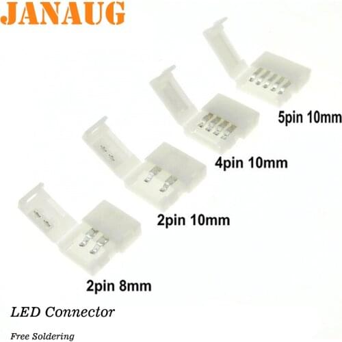 LED Strip Connector 2pin 8mm PCB Width 4pin 5pin 10mm 5050 RGB, RGBW, Mono-Color LED Light Connectors Free Welding Connector