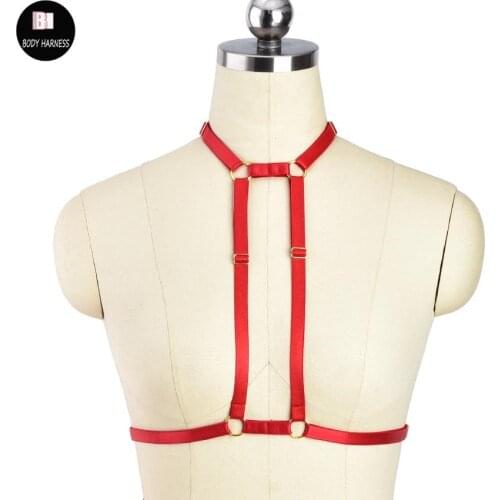 Sexy Elastic Adjust Goth Punk Body Harness Belt Top Cage Bra Red Bondage Lingerie Fetish Rave Bra